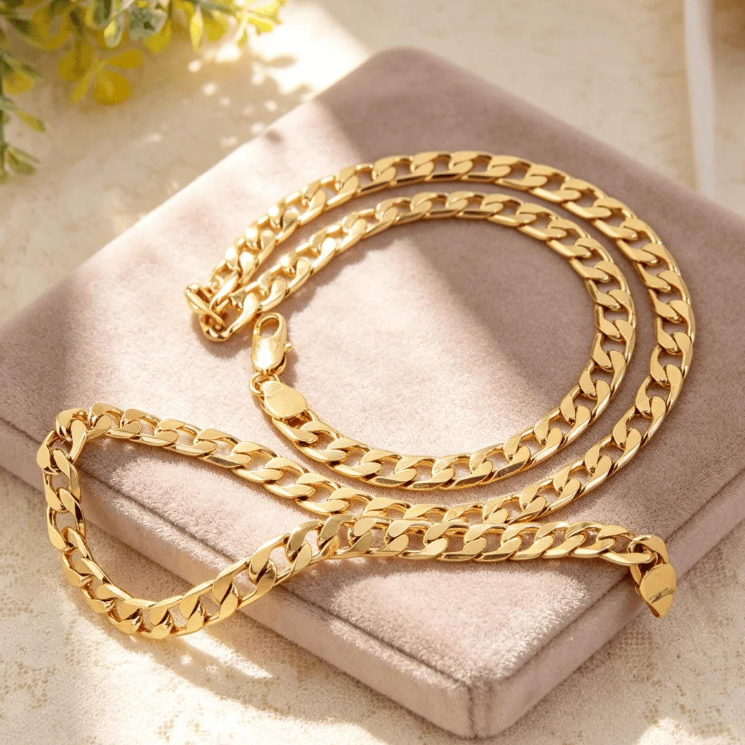 Noble 18K gold Charms 8MM sideways chain Necklace for Men women Luxury Fashion Party Wedding Versatile Jewelry Christmas Gifts