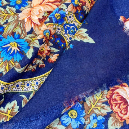 130*130cm Breathable Thin Russian Square Scarf Women Luxury Floral Print Ethnic Retro Bandana Shawl Foulard Femme Beach Stole
