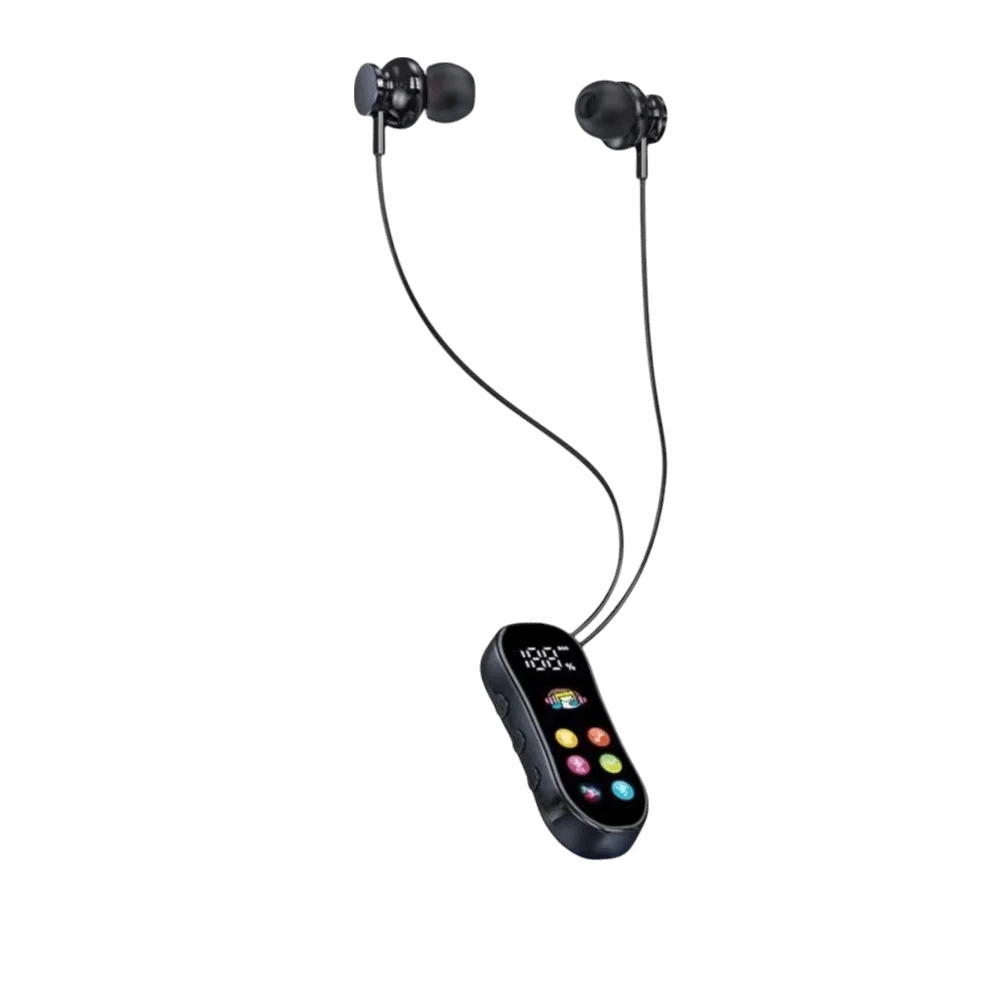 Ultra Long Battery Life Lavalier Bluetooth Earphones Card Insertion LED Screen Bluetooth Headset Variable Sound HD Calling