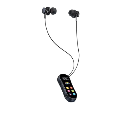 Ultra Long Battery Life Lavalier Bluetooth Earphones Card Insertion LED Screen Bluetooth Headset Variable Sound HD Calling
