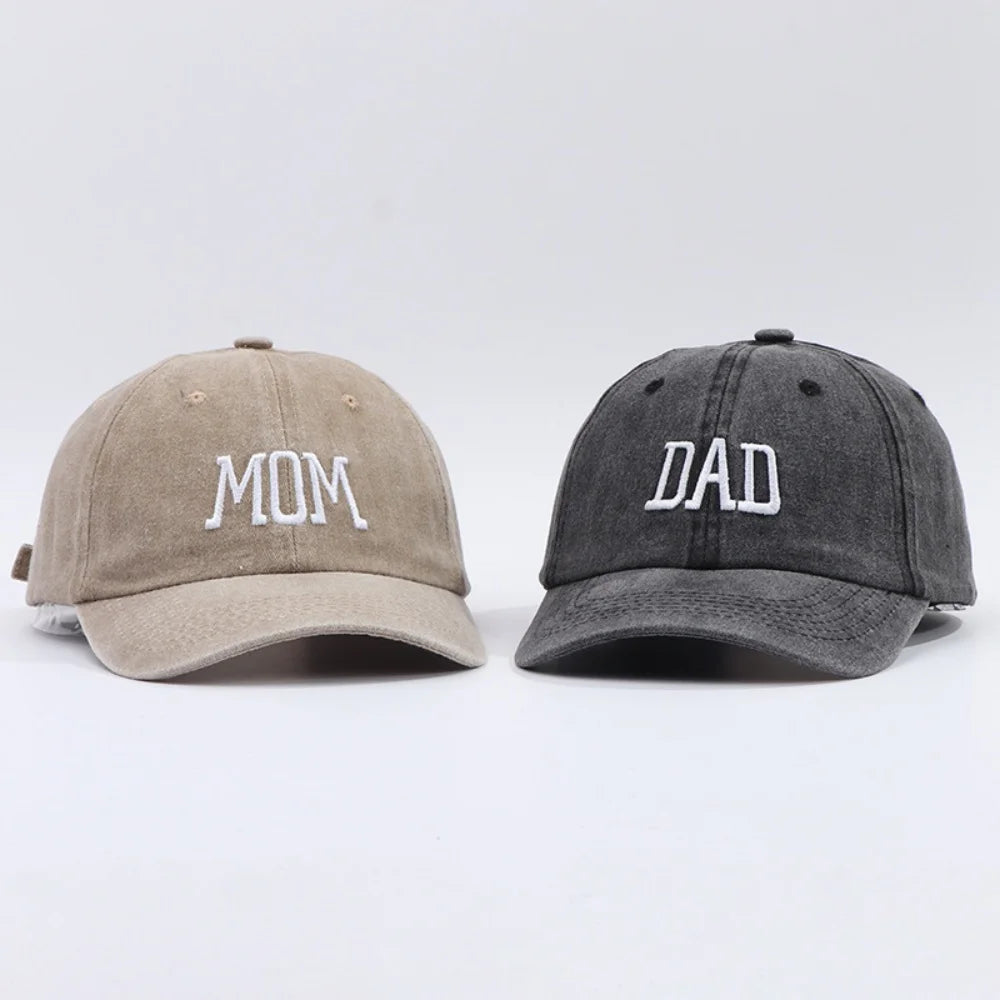 DAD MOM Embroidered Baseball Hat Men's and Women's Retro Vintage Fashion Outdoor Couple Hat Hip Hop Hat
