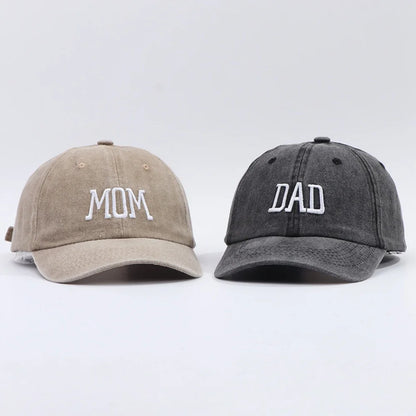 DAD MOM Embroidered Baseball Hat Men's and Women's Retro Vintage Fashion Outdoor Couple Hat Hip Hop Hat