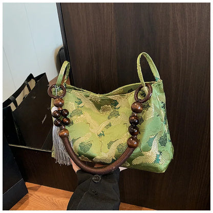 Shoulder Bags Tassel Decoration Embroidered National Style Hasp Sewing Thread 2026 Spring New Hot Sale Women's Handbags