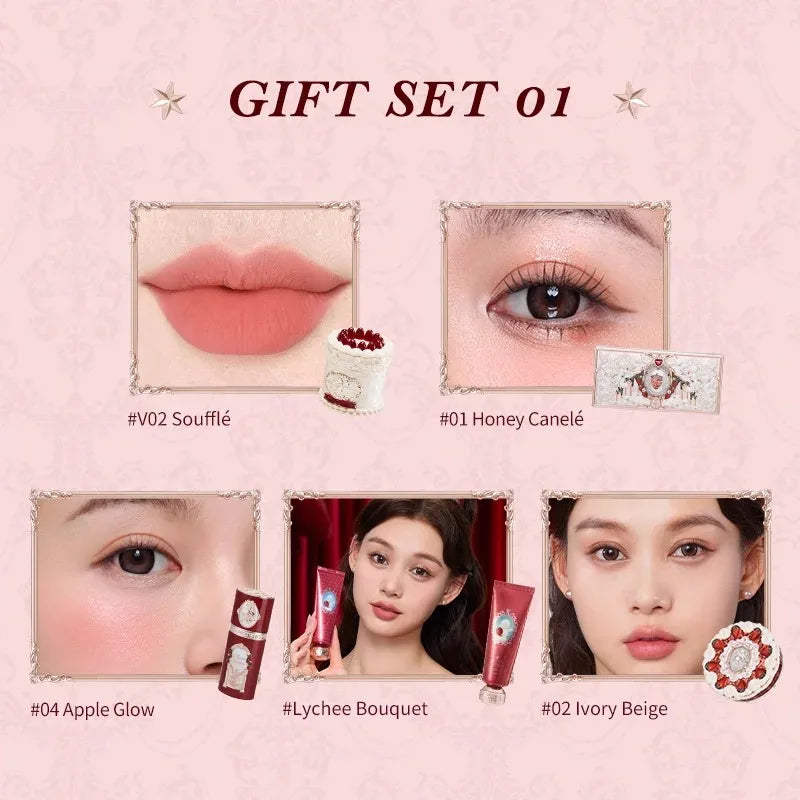 Flower Knows Strawberry Cupid Professional Makeup Set For Women Full Kit Gift Box Eyeshadow Lip Cream Blush Compact Powder Sets