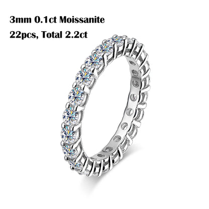 FEOBUR 5mm D Color Moissanite Ring with Certificate Women S925 Sterling Silver Full Diamond Eternity Band Wedding Jewelry Gift