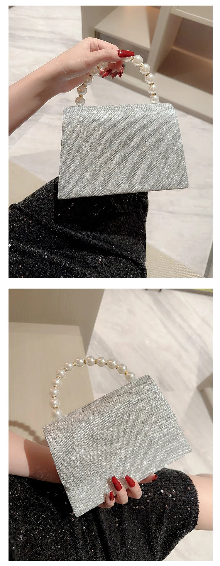 Luxury Sequined Hand-held Dinner Bag, Elegant Style Bag, High-end Chain Single-shoulder Crossbody Bag, Handbag for Wedding Party