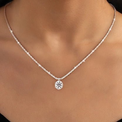 Certified Moissanite Cauliflower Chain Necklace Real 925 Sterling Silver Sparkling 6 Prong Lab Diamond for Women Fine Jewelry