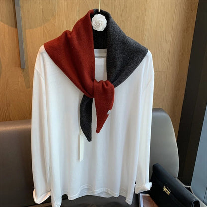 Women Sided Color Knitted Triangle Scarf Fashion Wool Turban Shawl Light Neck Wrap Multi-purpose for Daily and Travel Outfits