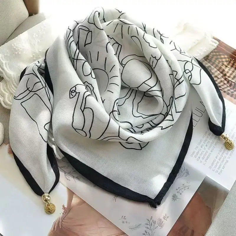 2026 new magnetic buckle silk scarf for women's small square scarf for autumn and winter warmth and cold resistance, fashionabl