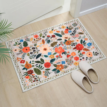 VIKAMA Door Mat Indoor Entrance Machine Washable Boho Floral Small Area Rug Non-Slip Low Pile Throw Rugs for Home Entryway Decor