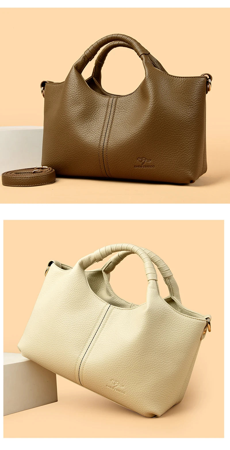 Authentic Leather Tote Bag Luxury Large Capacity Women's Single Shoulder Diagonal Crossbody Bags Fashion Simple Female Handbag