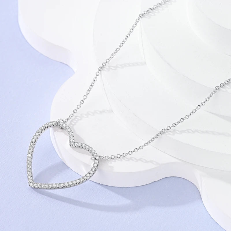 925 Sterling Silver Luminous Firefly Heart Shaped Zircon Pendant Necklace For Women Fashion Anniversary Birthday Jewelry Gifts