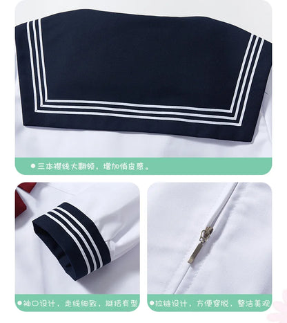 Summer pleated skirt set,sailor suit,student uniform set skirt,Japanese-style white three-book basic school uniform pleatedskirt