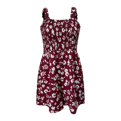 Ladies' Summer Casual Smocked Rompers Chic Square Neck Sleeveless Loose Shorts Jumpsuits Thin Bohe Style Beach Vacation Outfits