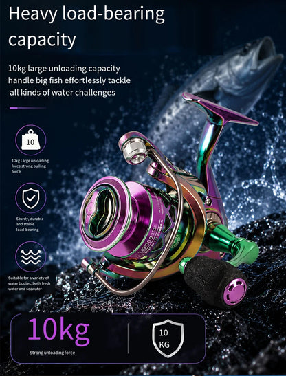 Spinning Fishing Reel 10KG Max Drag Ultra Smooth Professional Fishing Reel 5.2:1 Gear Ratio CNC Metal Spool Fishing Reels Wheel