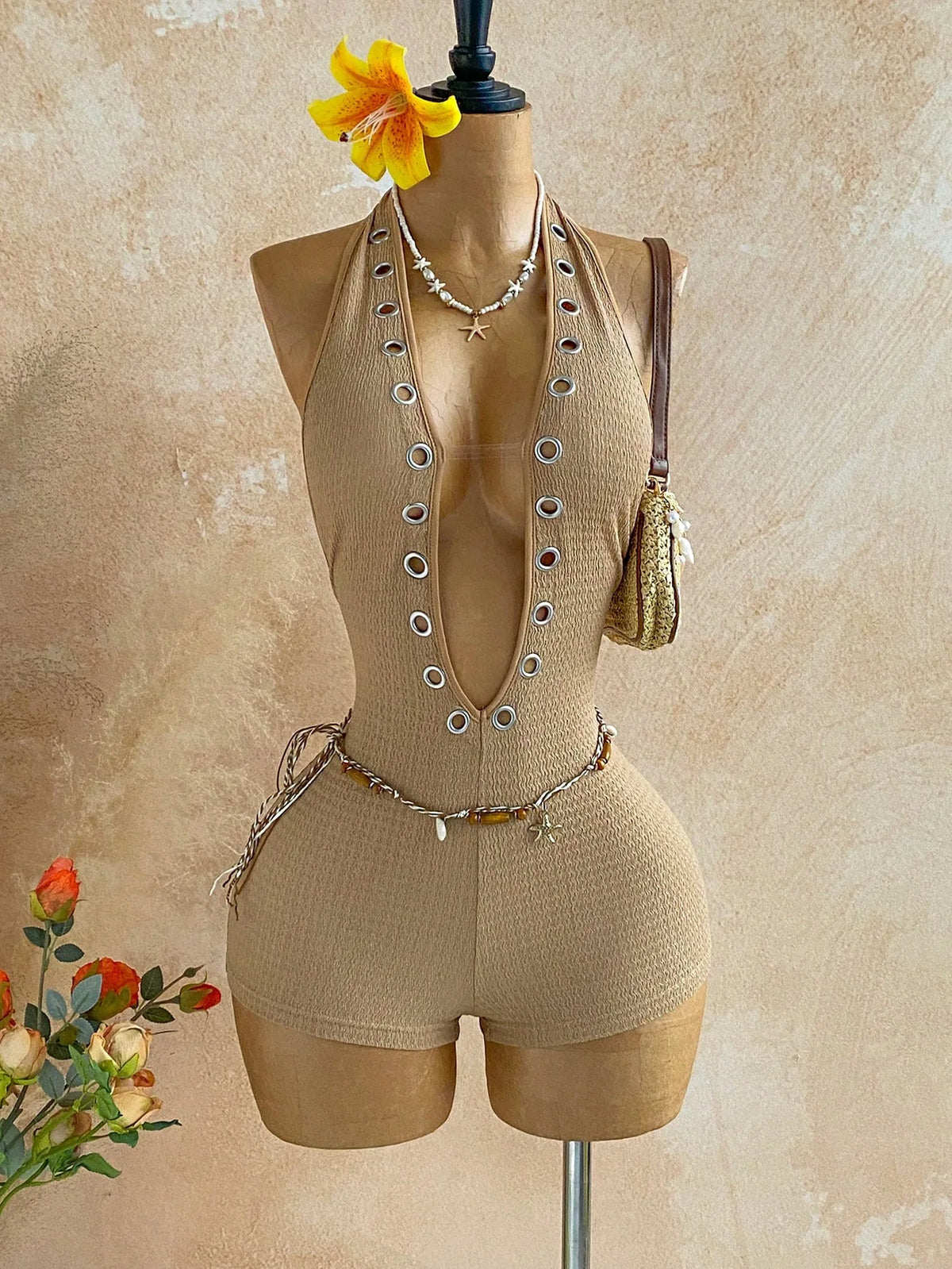 Sexy Halter Jumpsuits 2026 Summer Fashion Clothes Women One Piece Elegant Luxury Bodycon Club Party V Neck Jumpsuits