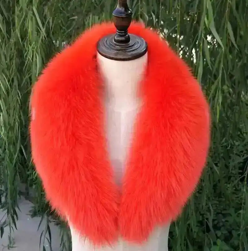 Natural Color Raccoon Fox Real Fur Collar Scarf Genuine Big Size Scarves Warp Shawl Neck Warmer Stole Muffler with Clip Loops #6