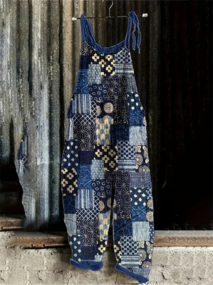 Women's Casual Suspender Jumpsuit Spring And Summer Fashion Splicing Printed Pants Womens Street Large Size Comfortable Jumpsuit