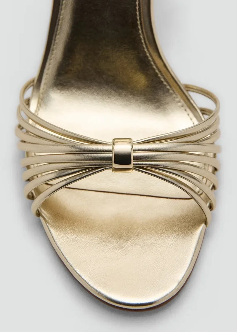 Elegant Ankle Strap Narrow Band Heeled Sandals Women Open-Toe High Heels for Ladies Luxury Metal Buckle Details Designer Shoes
