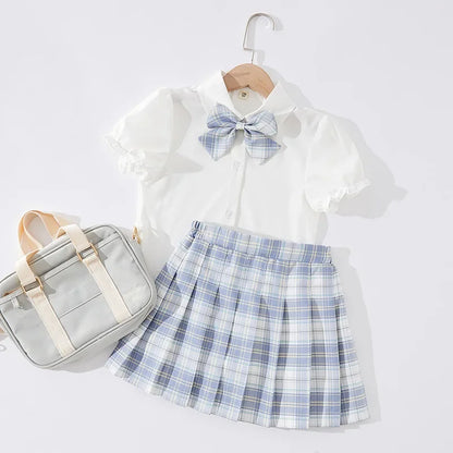 Kid Pink JK Sailor Dress 3PCS Girl Japanese Korean Orthodox School Uniform Cute Pleated Skirt Short Sleeve Kawaii Suit Anime COS