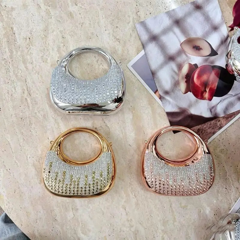 New Fashion Rhinestone Purses And Handbags Mini Golden Evening Bag Luxury Shoulder Bags Funny Party Wedding Acrylic Clutch Purse