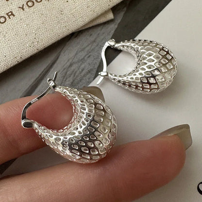 925 Sterling Silver Vintage Earrings For Women Trendy Simple Big Web Earring Jewelry Prevent Allergy Party Accessories