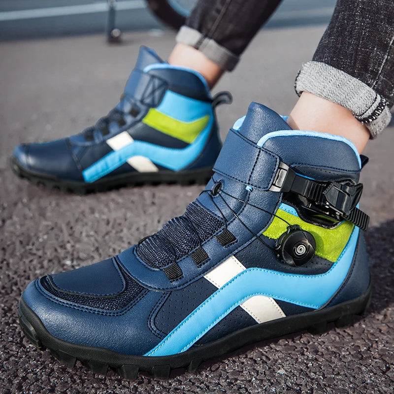 Ultra-fine New Breathable Anti-slip Wear Increase Motorcycle Riding Ankle Shoes Cycling Leisure Protective Boots Fiber Leather
