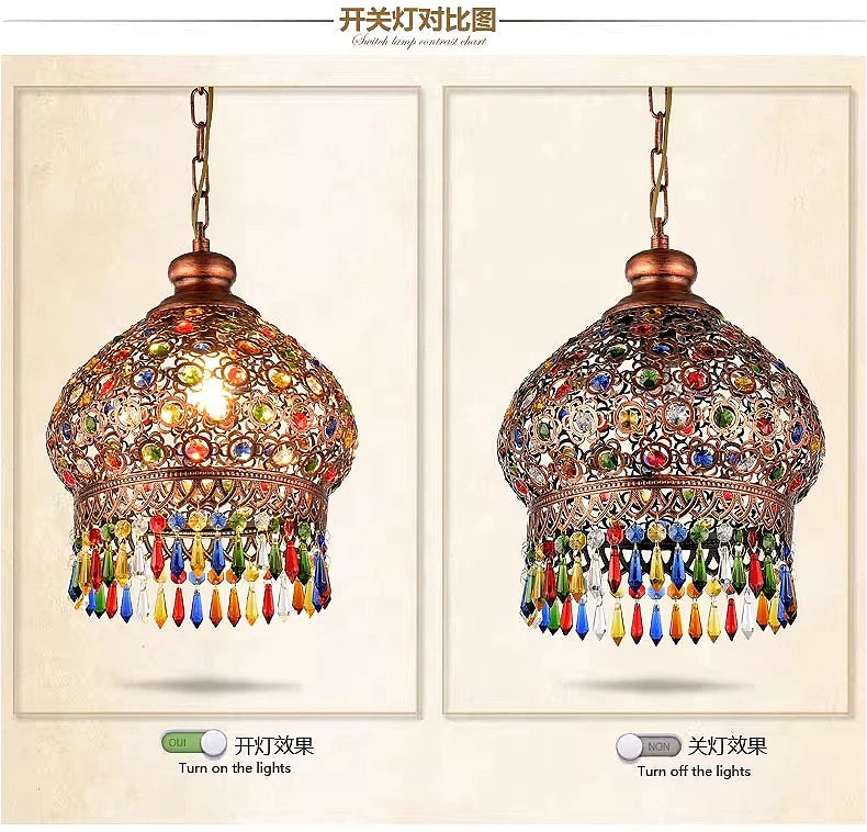 design lamp pendant lighting crystal Bohemia Retro droplight Iron handmade pendant lights for restaurants hanging lights bedroom