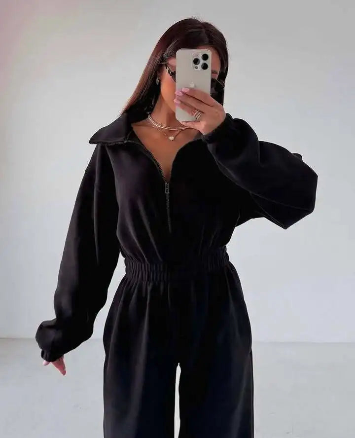 Sports and Leisure Contrast Color Jumpsuit Fashion Trend Street Jumpsuit Women’s Suit New Women Clothing