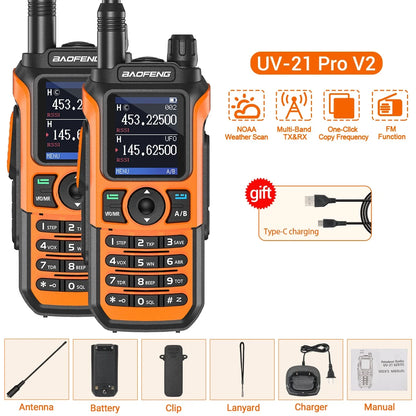 2PCS Baofeng UV-21 Pro Walkie Talkie Multi Band Wireless Copy Frequency Long Range 999CH AM High Power UV 5R K6 5RH Ham Radio