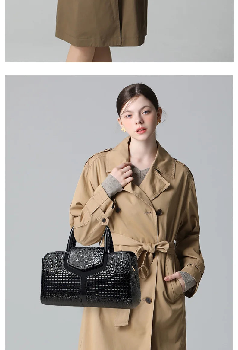 2025 Fashion New Crocodile Pattern Handbag Women'S Large Capacity Shoulder Bag Classic Retro Crossbody Bag Commuter Tote Bag