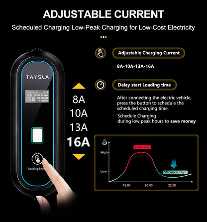 TAYSLA 3.5KW 16A Portable EV Charger NEMA 5-15 Plug TYPE1 SAE J1772 TYPE2 GB/T Electric Car Charger for BYD Geely EX2 Changan