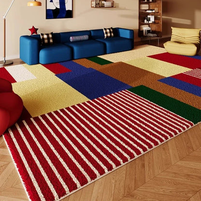 Retro Style Rugs for Bedroom Large Area Living Room Decoration Anti-slip Carpet Thick Plush Floor Mat Fluffy Soft Cloakroom Rug