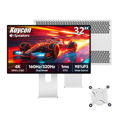 Kuycon P32T 32" 4K UHD(3840x2160) Fast IPS Gaming Monitor Glossy Built-in Speakers Display Dual-Mode 160Hz UHD 320Hz FHD Screen