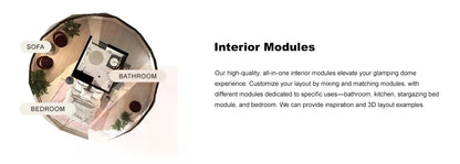 6M 7M Luxury Waterproof Geodesic Dome PVC Spherical Tent Hotel Resort for Glamping Outdoor Luxury Glamping Dome with Bathroom