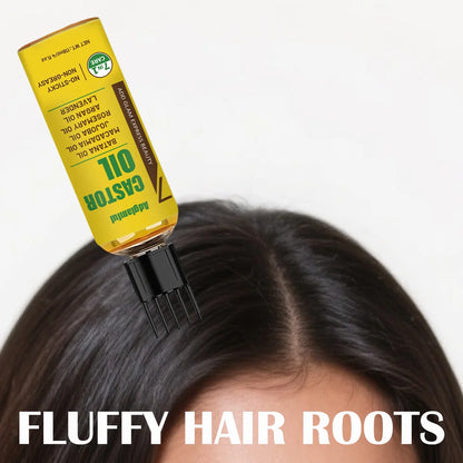7-in-1 Hair Oil 118ml No-Rinse Set (Oil + Comb) – Castor, Rosemary & Lavender for Split Ends, Shine & Frizz Control