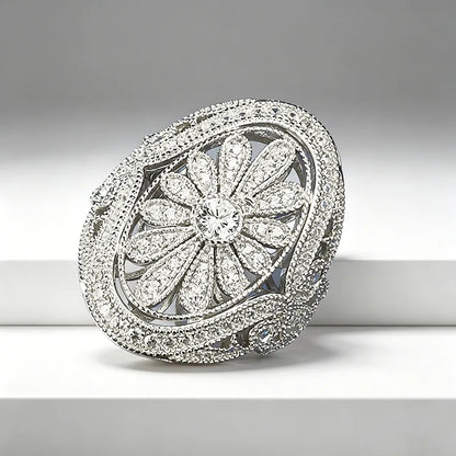 Luxury 18K white Solid Platinum PT950 certifid Full-cut moissanite ring handmade women's ring sets for womendesig