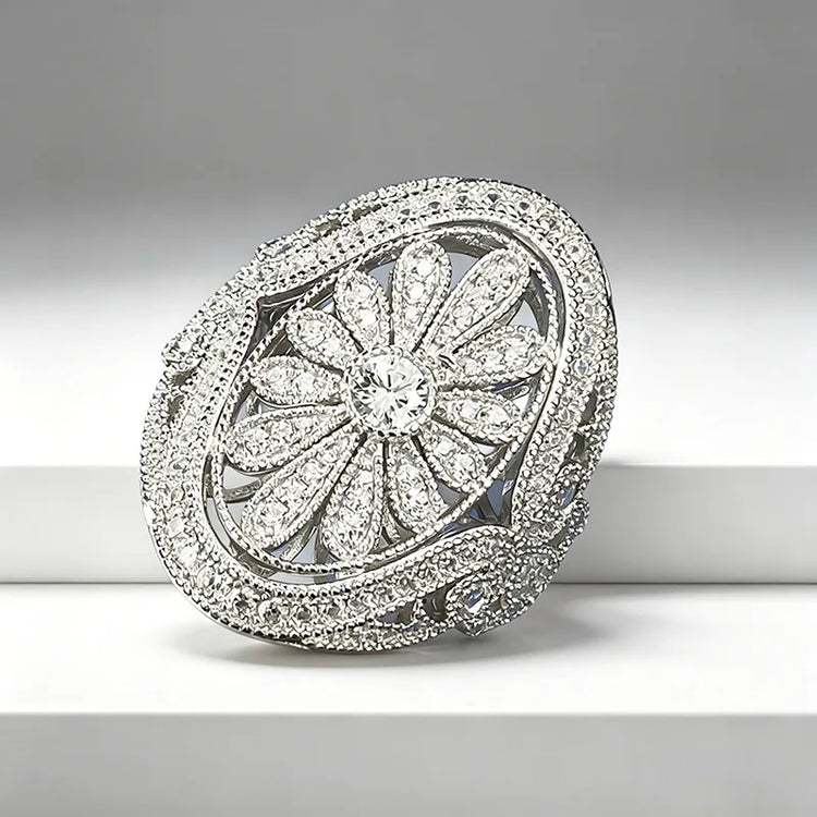 Luxury 18K white Solid Platinum PT950 certifid Full-cut moissanite ring handmade women's ring sets for womendesig