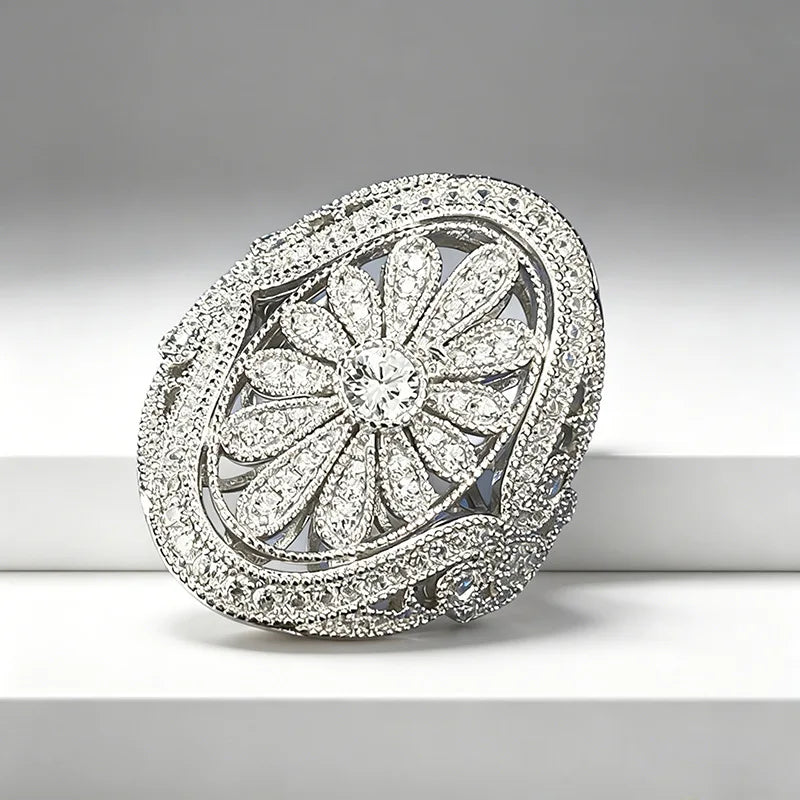 Luxury 18K white Solid Platinum PT950 certifid Full-cut moissanite ring handmade women's ring sets for womendesig