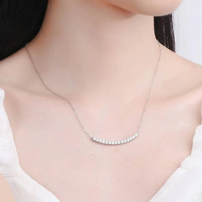 SG 0.9CT Moissanite 925 Sterling Silver Necklace For Women D VVS1 Moissanite Smile Pendant Necklace Fine Jewelry