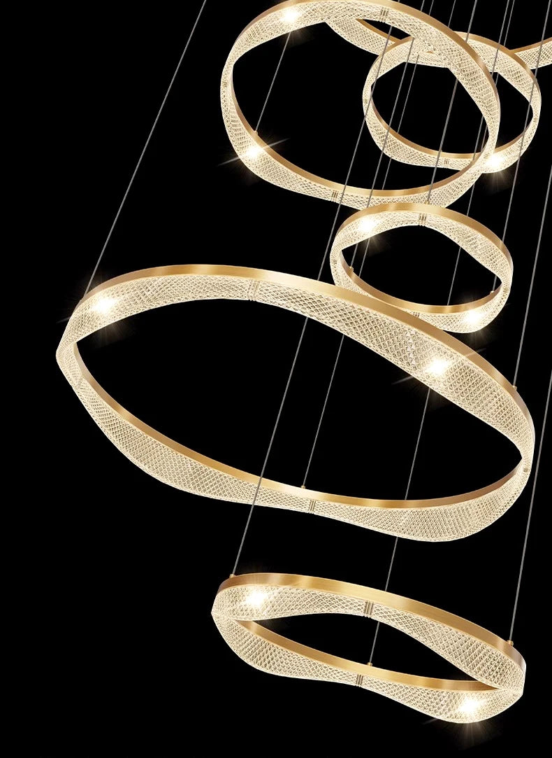 Modern ring stairs led lights pendant light lamps for living room led Chandeliers for dining room hanging light indoor lighting