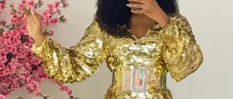 Latest Shiny Sequined Long Women Jumpsuit 2021 Loose Long Jumpsuits Full Sleeves V-neck Fashion Women Outfit Clothing