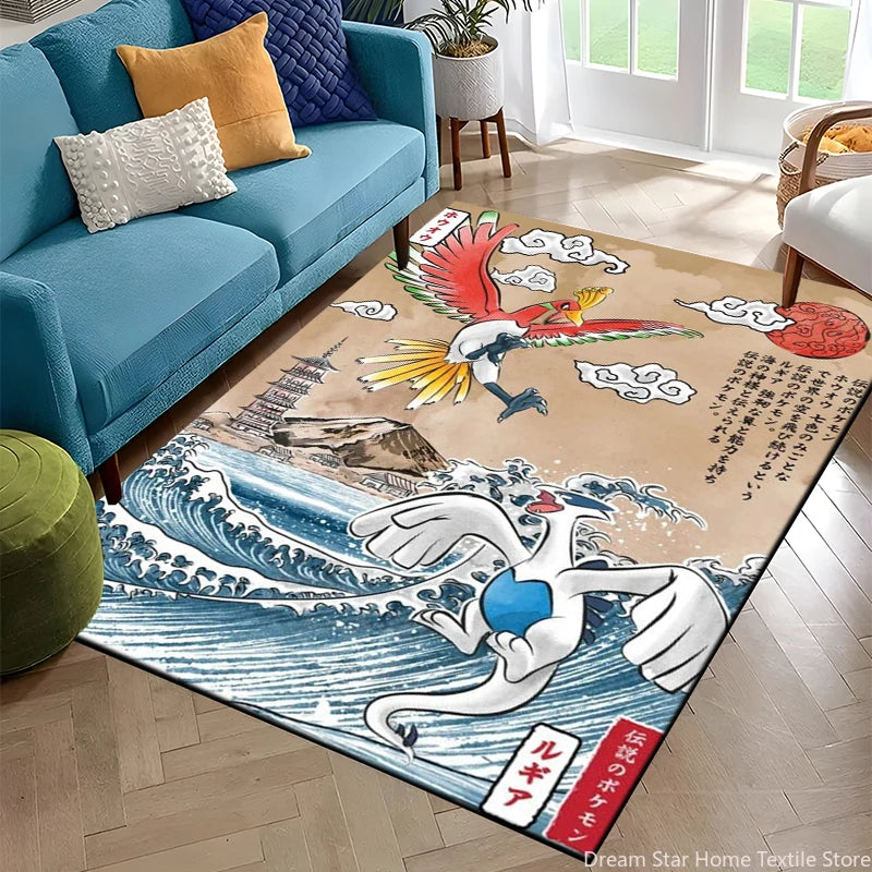 Japanese Anime Pokemon Card Retro Charizard Area Carpet for Living Room Home Decor Sofa Table Rug Anti Slip Chair Floor Mat Gift