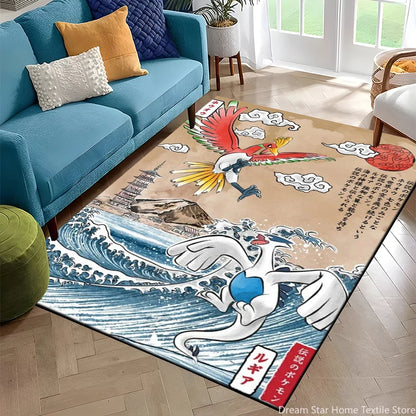Japanese Anime Pokemon Card Retro Charizard Area Carpet for Living Room Home Decor Sofa Table Rug Anti Slip Chair Floor Mat Gift
