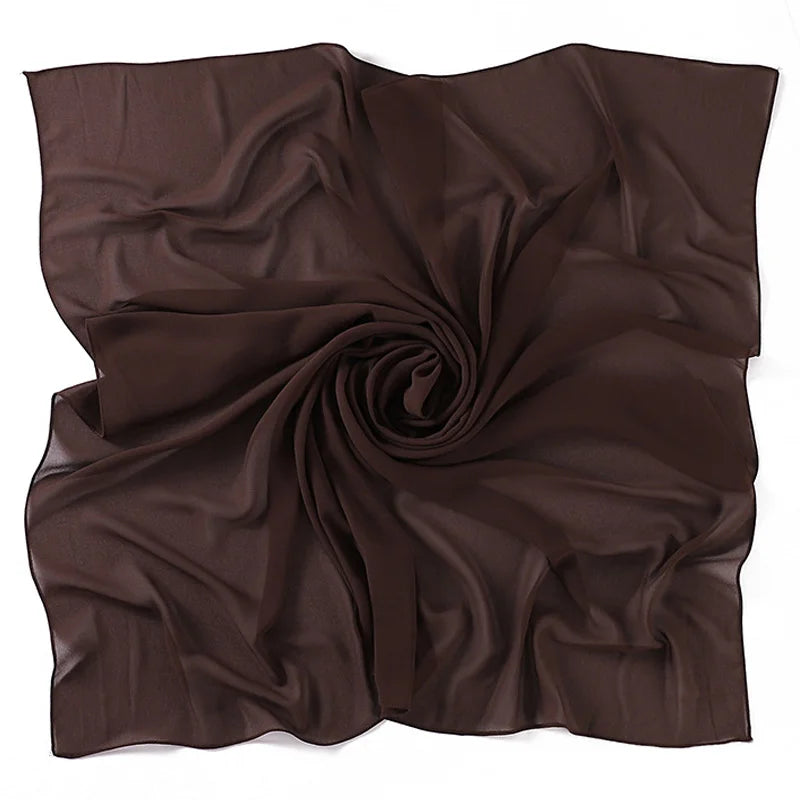 90*90CM Headwrap Heavy Chiffon Square Scarf Muslim Hijabs Women Underscarf Fashion Casual Plain Color Hijab