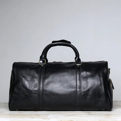 Vintage Embossed Tote High-Capacity Leather For A Short Trip Baotou Leather Belt Shoe Compartment Clothes Duffel Bag Gym Bag