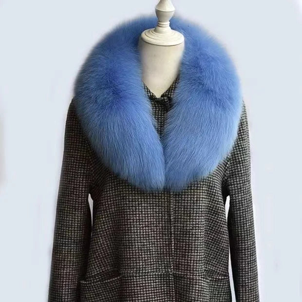 Winter Real Fox Fur Collar Woman Furry Natural Raccoon Fur Scarf Shawls Luxury Neck Warmer Wraps For Coat Fur Scarves Large Size