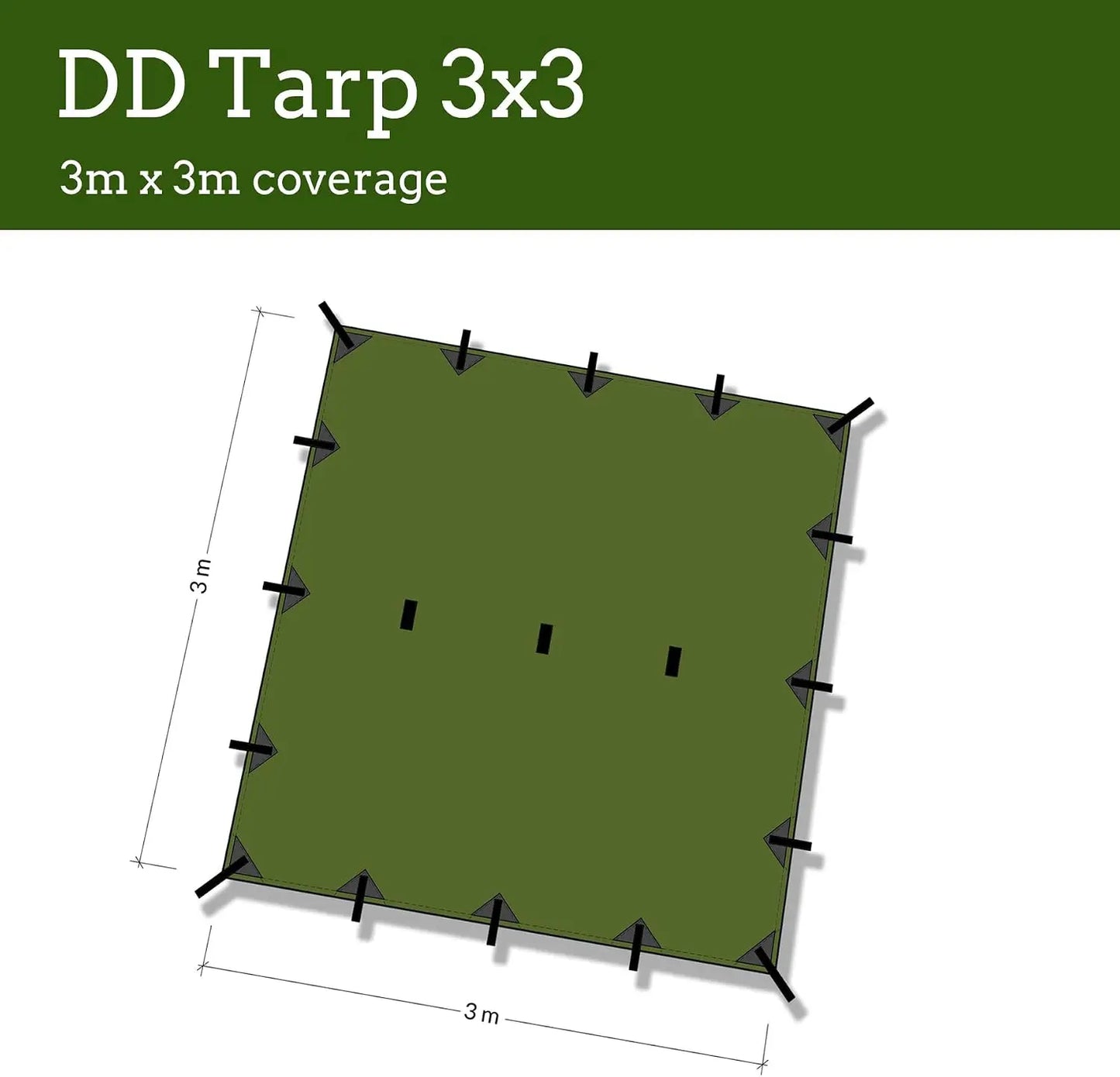 3x3 Meter Waterproof Camping Tarp Shelter 10x10 ft Lightweight Rainfly Tent for Outdoor Adventure