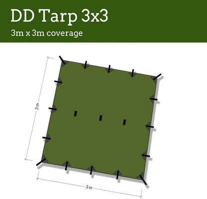 3x3 Meter Waterproof Camping Tarp Shelter 10x10 ft Lightweight Rainfly Tent for Outdoor Adventure