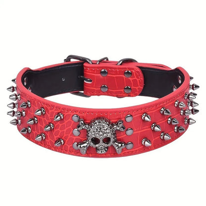 5CM Wide Spiked Studded Dog Collar Anti-Bite PU Leather Pet Collar for Large Dogs Pitbull Mastiff Pet Supplies Accessories